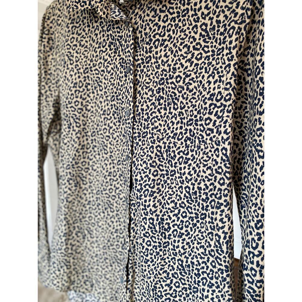 J Crew Leopard Print Blouse Button Up Shirt Long Sleeve Animal Preppy Business - Picture 4 of 6